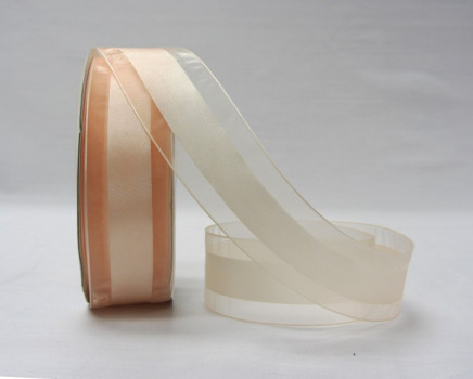 Satinesque Sheer Organza Ribbon with Satin Center Raw Silk