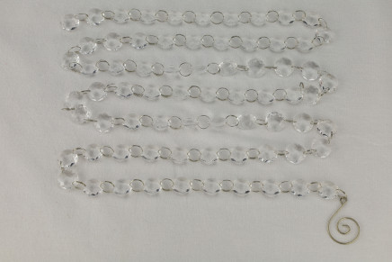 Large Crystal Clear Beads Garland with Silver Chain 6'