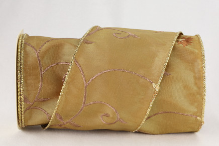 Wired Embroidered Taffeta 004 / Gold Edge