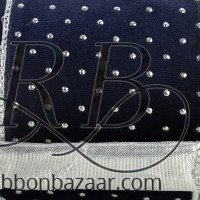 Wired Silver Due Drops on Navy Velvet Ribbon
