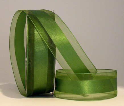 Satinesque Sheer Organza Ribbon with Satin Center Moss