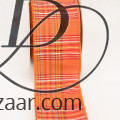 Wired Polyester Dupioni Metallic Plaid Ribbon Orange