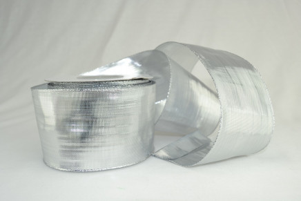 Wired Woven Metallic Lamé Ribbon Silver