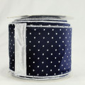 Wired Silver Due Drops on Navy Velvet Ribbon Navy