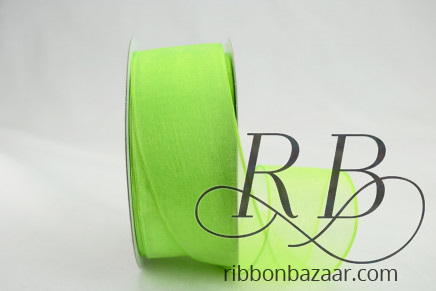 Wired Sheer Organza Ribbon Apple Green