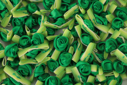 Satin Ribbon Mini Flowers Emerald/Lime