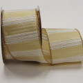 Wired Metallic Shadow Stripe Taffeta Ribbon Buttercup