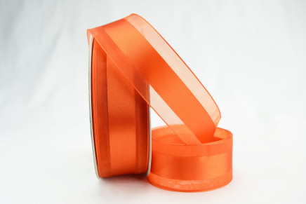 Satinesque Sheer Organza Ribbon with Satin Center Torrid Orange