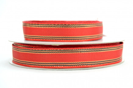 Wired Grosgrain with Metallic Stripes Red