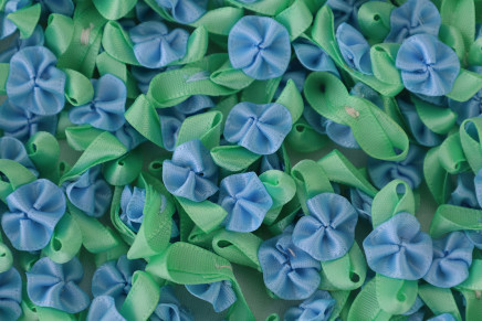 Satin Ribbon Mini Flowers Blue/Mint