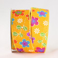 Wired Polyester Dianthus Flower Ribbon Summer Yellow