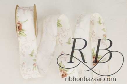 Victorian Floral Brocade Ribbon with Embossed Edge 001