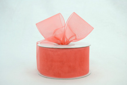 Plain Sheer Organza Coral