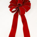 Waterproof Wired Velvet Bow Holiday Red