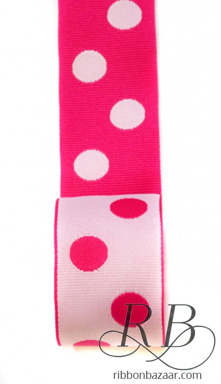Reversible Grosgrain Polka Dots Pink White