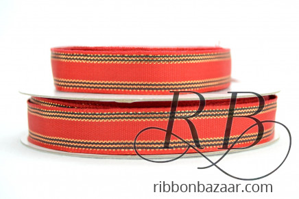 Wired Grosgrain with Metallic Stripes Red