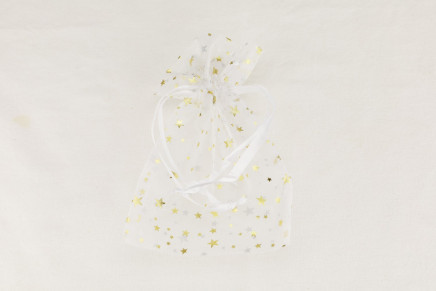 Sheer Organza Pouches with Metallic Stars Gold