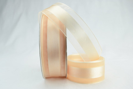 Satinesque Sheer Organza Ribbon with Satin Center Cream