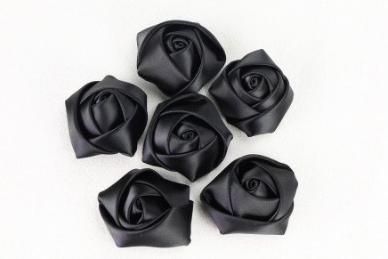 Satin Accent Rose (Size: 1-1/2") Black