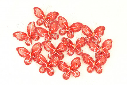 Glittering Whimsy Butterfly Accent With Jewels Red