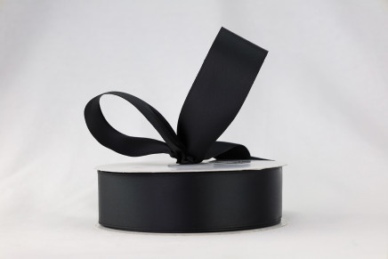 Basic Wired Single Face Satin Ribbon Black