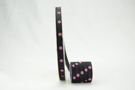 Grosgrain Dippy Dots Black / Hot Pink