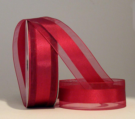 Satinesque Sheer Organza Ribbon with Satin Center Claret