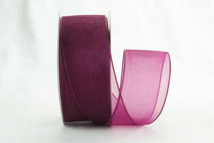 Wired Sheer Organza Ribbon Wine