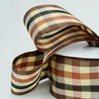 Rustic Autumn Themed Woven Check Ribbon