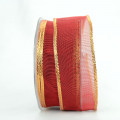 Wired Woven Shimmer Edge Metallic Sheer Red