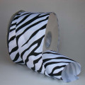 Single Faced Satin Zebra Print White