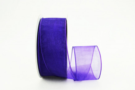 Wired Sheer Organza Ribbon Plum