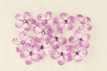 Lustrous Shimmer Floral Embellishment With Jewels Orchid