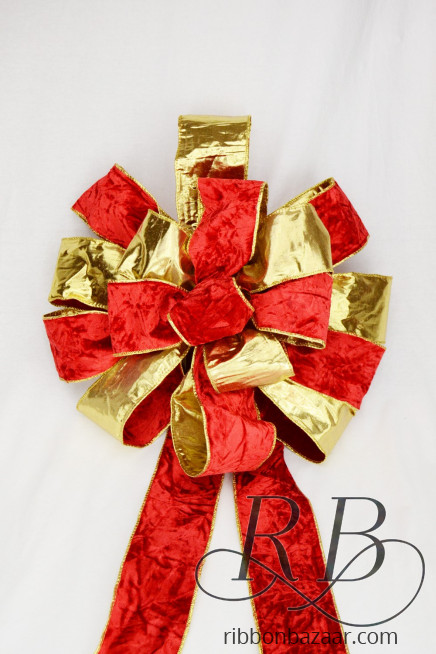 Wired Goldback Crushed Velvet Bow Red