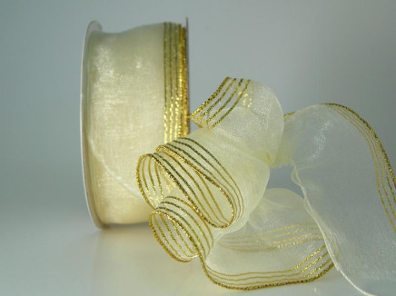 Side Trimmed Pullbow Ivory (Gold Trim)