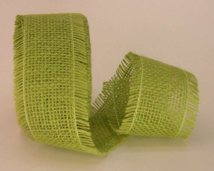 Jute Burlap Ribbon with Frayed Edge Kiwi