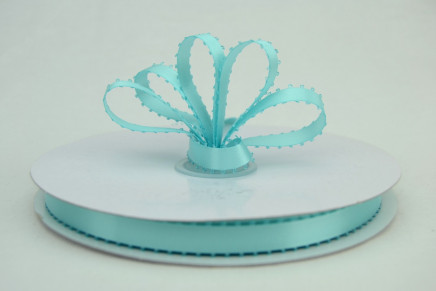 Feather Edge Double Faced Satin Aqua Blue