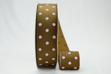 Grosgrain Dippy Dots Brown / Pink