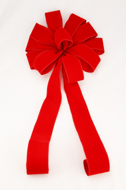 Red with Same Color Edge 2-1/2" 12" 1lr 30" 1pc Waterproof Wired Velvet Bow