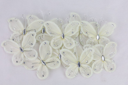 Glittering Whimsy Butterfly Accent With Jewels Ivory