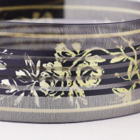 Sheer Organza Striped Ribbon Featuring Golden Stripes & Roses