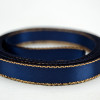 Navy with Gold Edge 3/8" 50yd Spool Double Faced Satin with Metallic Edge
