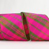 Pink / Green 4" Wired Dupioni Bias Plaid Ribbon 10yd Spool