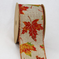 Wired Glitter Maple Leaf Ribbon