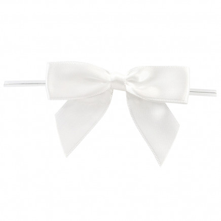 Two Loops Satin Twist Tie Bows White
