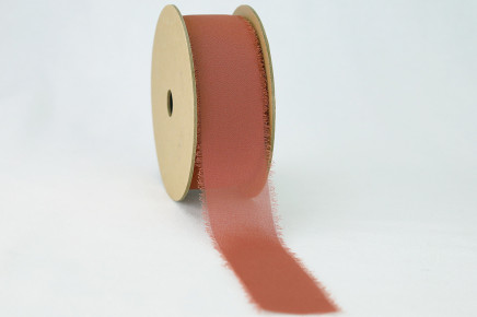 Salmon 1-1/2" Frayed Edge Chiffon Ribbon 10yd