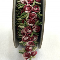 Red Rose Floral Embroidered Lace Trim