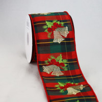 Jingle & Holly Golden Bells Wired Ribbon