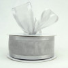 Silver 5/8" Satin Edge Sheer Organza 25yd Spool