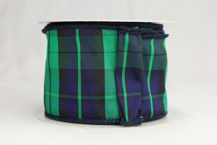 Black Watch #430 with Navy Edge 6" 10yd Spool Wired Classic Christmas Plaids